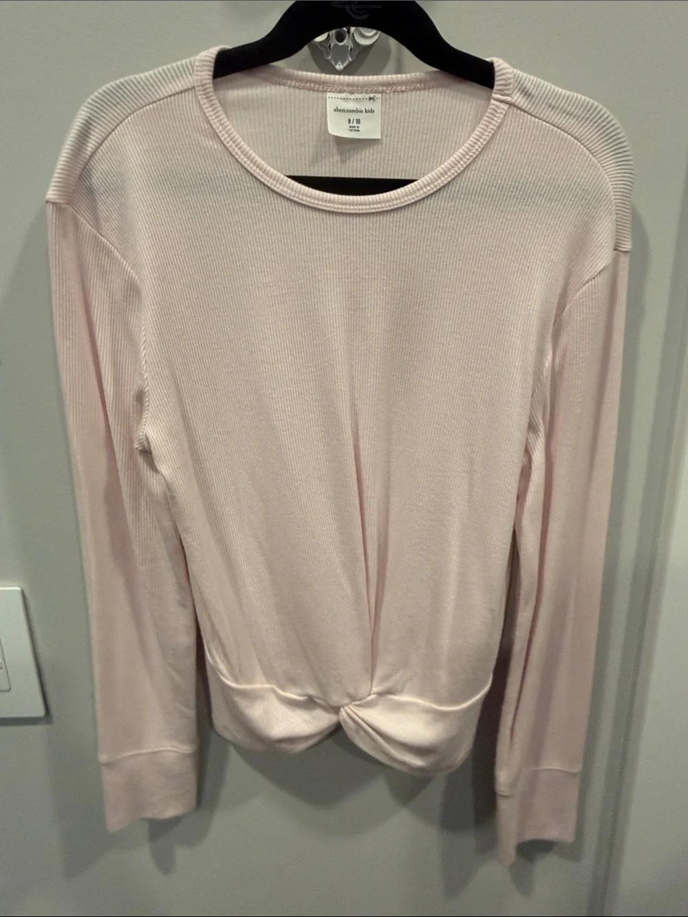 abercrombie kids Pale Pink Long Sleeve Twist Front Top